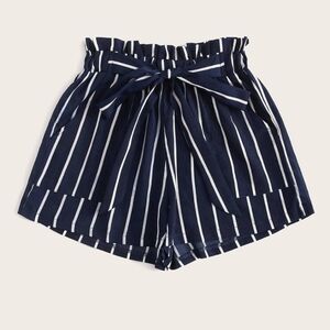 Navy Striped Women's Shorts
